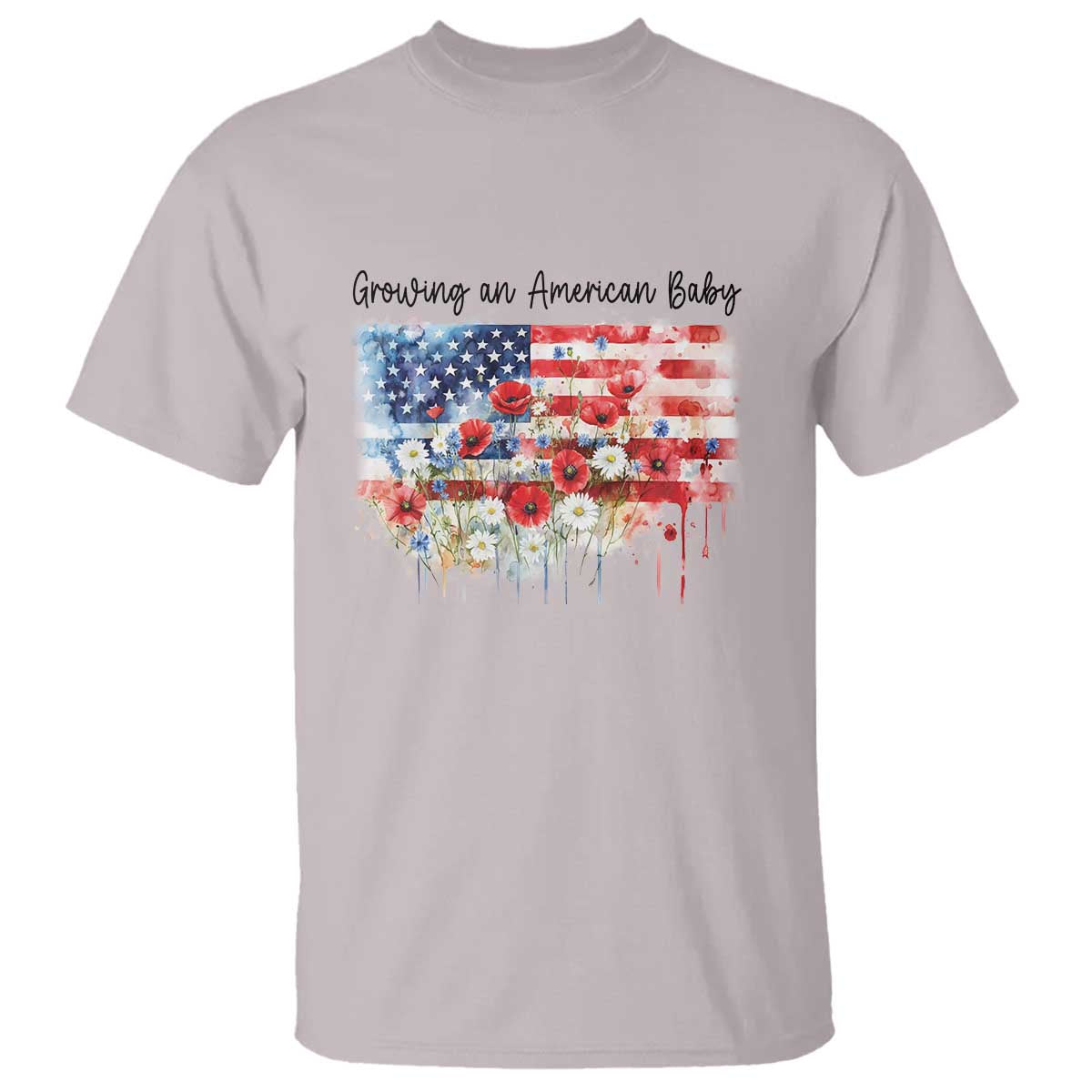 Funny 4th Of July Pregnancy Announcement T Shirt Growing An American Baby USA Flag TS11 Ice Gray Print Your Wear