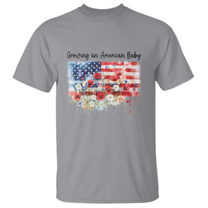 Funny 4th Of July Pregnancy Announcement T Shirt Growing An American Baby USA Flag TS11 Sport Gray Print Your Wear