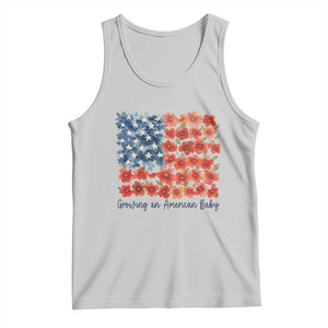 Funny 4th Of July Pregnancy Announcement Tank Top Growing An American Baby USA Flag Flowers TS11 Ash Print Your Wear