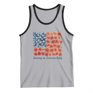 Funny 4th Of July Pregnancy Announcement Tank Top Growing An American Baby USA Flag Flowers TS11 Athletic Heather Black Print Your Wear
