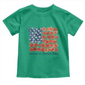 Funny 4th Of July Pregnancy Announcement Toddler T Shirt Growing An American Baby USA Flag Flowers TS11 Irish Green Print Your Wear