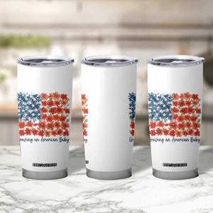 Funny 4th Of July Pregnancy Announcement Tumbler Cup Growing An American Baby USA Flag Flowers TS11 Print Your Wear