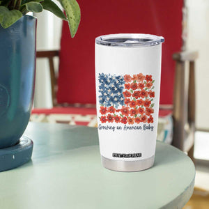 Funny 4th Of July Pregnancy Announcement Tumbler Cup Growing An American Baby USA Flag Flowers TS11 Print Your Wear
