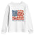 Funny 4th Of July Pregnancy Announcement Youth Sweatshirt Growing An American Baby USA Flag Flowers TS11 White Print Your Wear