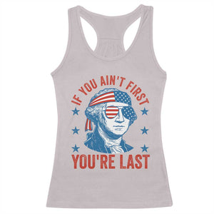 Funny 4th Of July Racerback Tank Top George Washington Stay Strapped Or Get Clapped TS10 Ice Gray Print Your Wear
