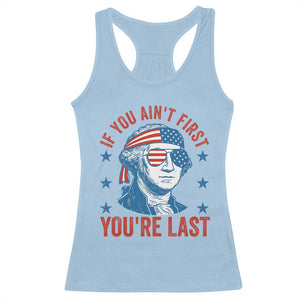 Funny 4th Of July Racerback Tank Top George Washington Stay Strapped Or Get Clapped TS10 Light Blue Print Your Wear