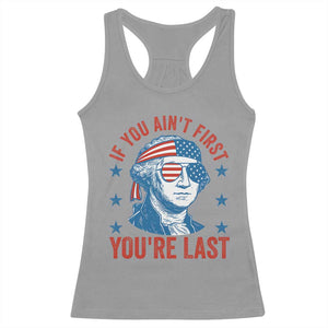 Funny 4th Of July Racerback Tank Top George Washington Stay Strapped Or Get Clapped TS10 Sport Gray Print Your Wear