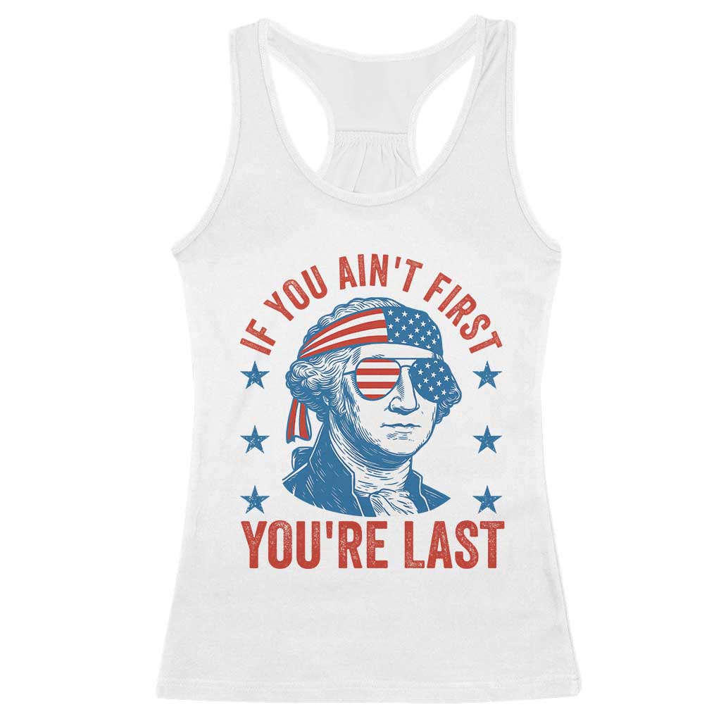 Funny 4th Of July Racerback Tank Top George Washington Stay Strapped Or Get Clapped TS10 White Print Your Wear