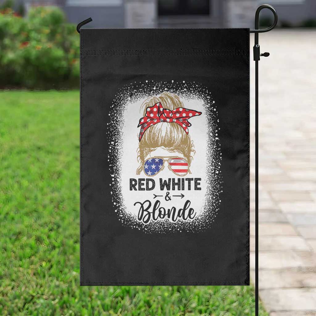 Funny 4th Of July Red White And Blonde Garden Flag Messy Bun Girl American Flag Sunglasses TS11 Print Your Wear