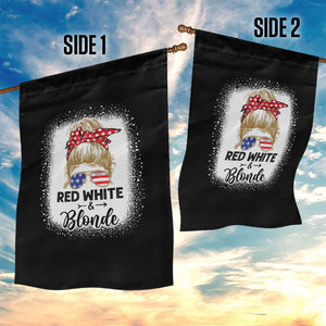 Funny 4th Of July Red White And Blonde Garden Flag Messy Bun Girl American Flag Sunglasses TS11 Print Your Wear