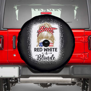 Funny 4th Of July Red White And Blonde Spare Tire Cover Messy Bun Girl American Flag Sunglasses TS11 Black Print Your Wear