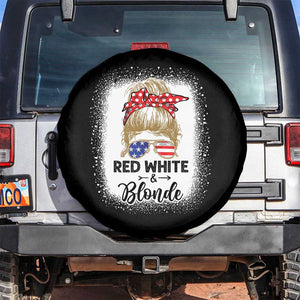 Funny 4th Of July Red White And Blonde Spare Tire Cover Messy Bun Girl American Flag Sunglasses TS11 No hole Black Print Your Wear