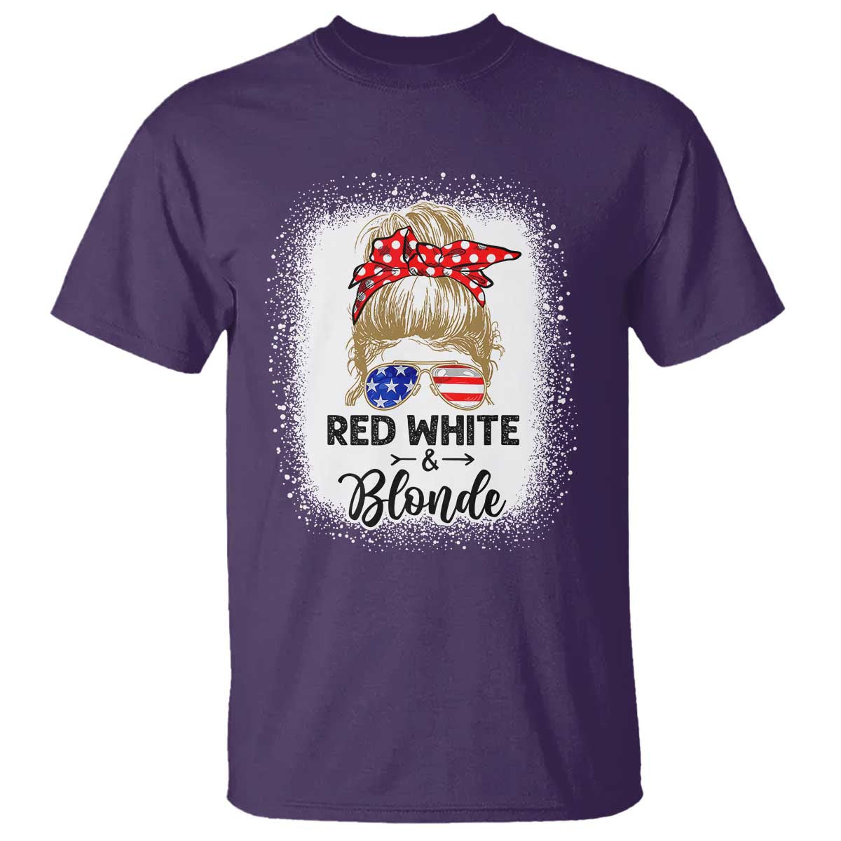 Funny 4th Of July Red White And Blonde T Shirt Messy Bun Girl American Flag Sunglasses TS11 Purple Print Your Wear