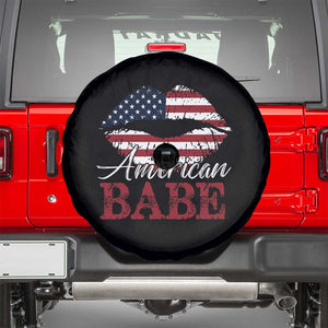 Funny 4th Of July Spare Tire Cover American Babe Flag Vintage Lips TS11 Black Print Your Wear