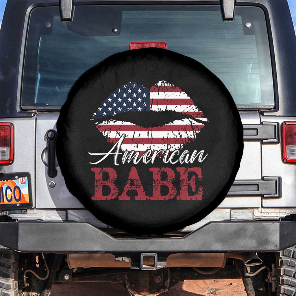 Funny 4th Of July Spare Tire Cover American Babe Flag Vintage Lips TS11 No hole Black Print Your Wear