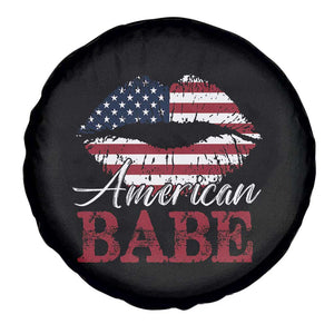 Funny 4th Of July Spare Tire Cover American Babe Flag Vintage Lips TS11 Print Your Wear