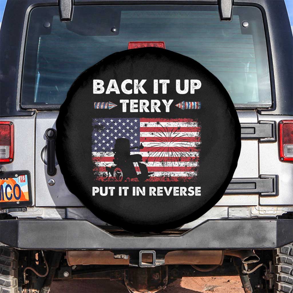 Funny 4th Of July Spare Tire Cover Back Up Terry Put It In Reverse Firework TS02 No hole Black Print Your Wear