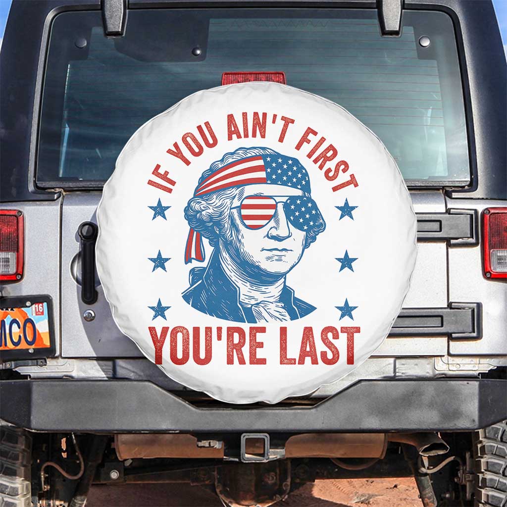 Funny 4th Of July Spare Tire Cover George Washington Stay Strapped Or Get Clapped TS10 No hole White Print Your Wear
