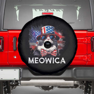 Funny 4th Of July Spare Tire Cover Meowica American Flag USA Cat TS11 Black Print Your Wear