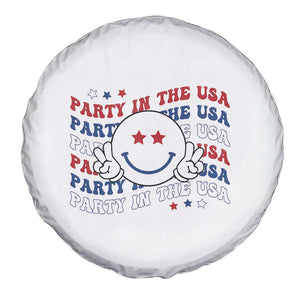 Funny 4th Of July Spare Tire Cover Party In The USA Smiling Face Retro Groovy TS02 Print Your Wear