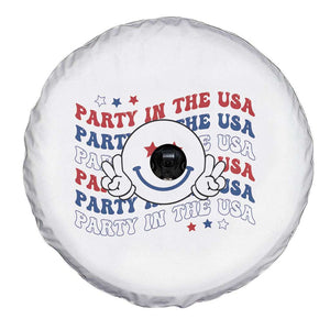 Funny 4th Of July Spare Tire Cover Party In The USA Smiling Face Retro Groovy TS02 Print Your Wear