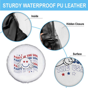 Funny 4th Of July Spare Tire Cover Party In The USA Smiling Face Retro Groovy TS02 Print Your Wear