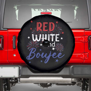Funny 4th Of July Spare Tire Cover Red White And Boujee Fireworks Retro America TS02 Black Print Your Wear