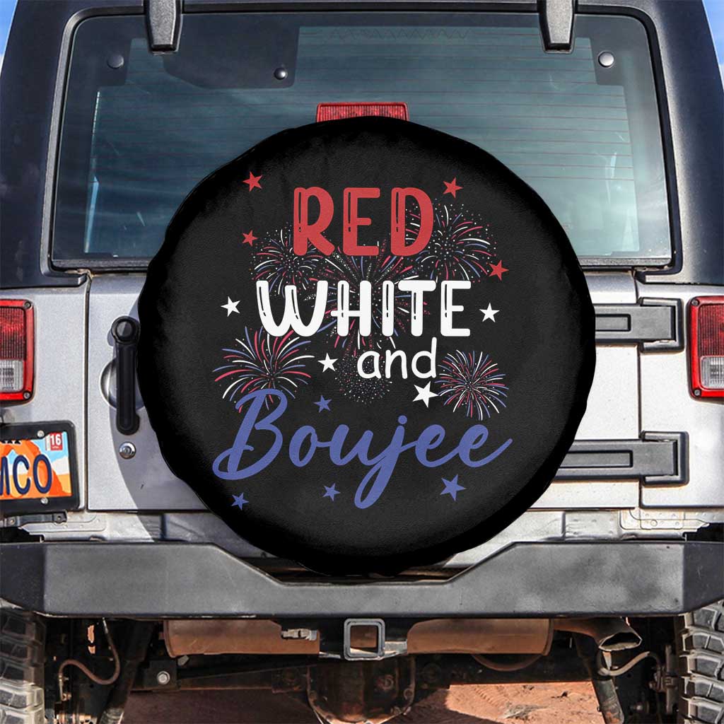 Funny 4th Of July Spare Tire Cover Red White And Boujee Fireworks Retro America TS02 No hole Black Print Your Wear