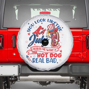 Funny 4th Of July Spare Tire Cover You Look Like The Fourth Of July Makes Me Want A Hot Dog Real Bad TS02 White Print Your Wear