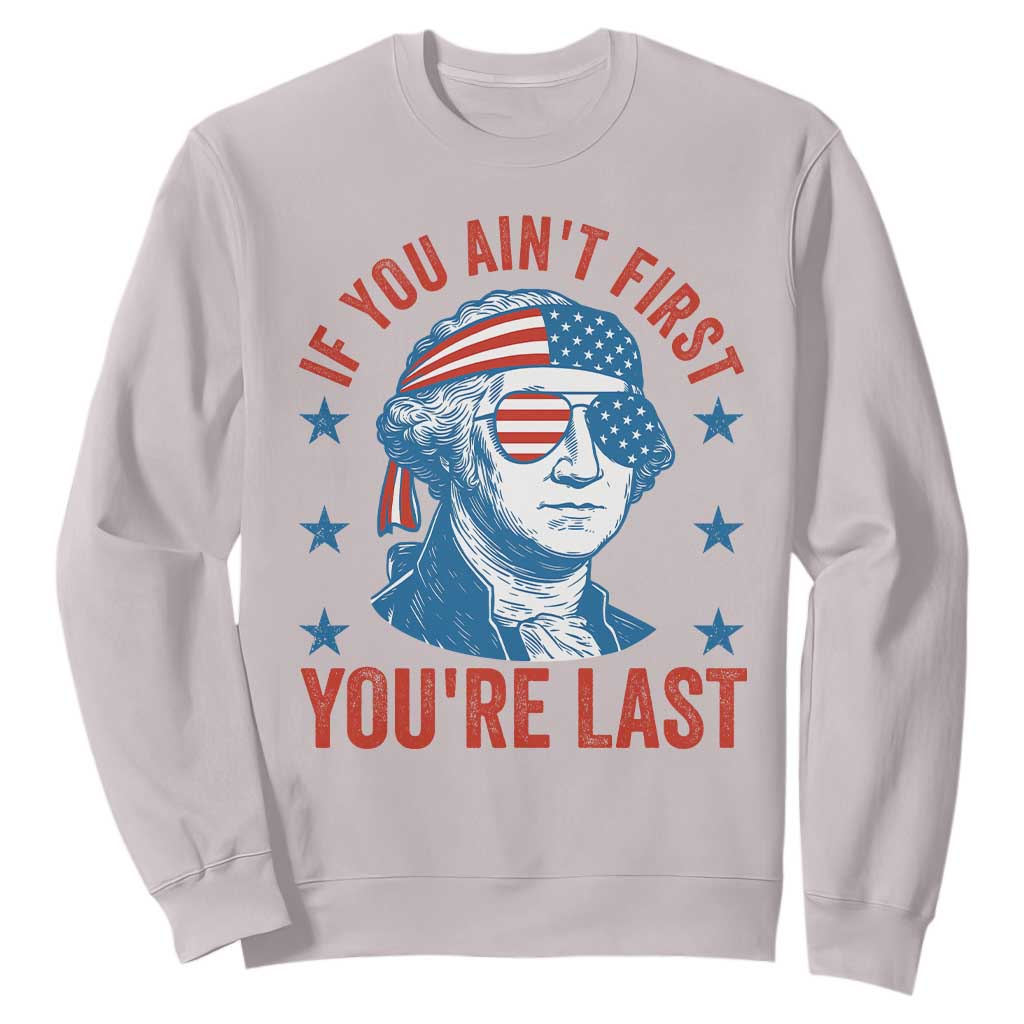 Funny 4th Of July Sweatshirt George Washington Stay Strapped Or Get Clapped TS10 Ice Gray Print Your Wear