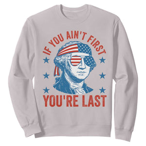 Funny 4th Of July Sweatshirt George Washington Stay Strapped Or Get Clapped TS10 Ice Gray Print Your Wear