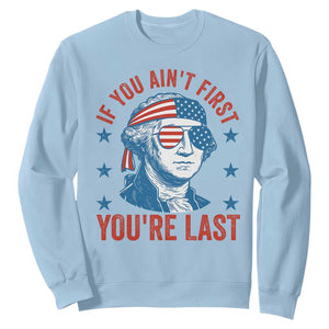 Funny 4th Of July Sweatshirt George Washington Stay Strapped Or Get Clapped TS10 Light Blue Print Your Wear