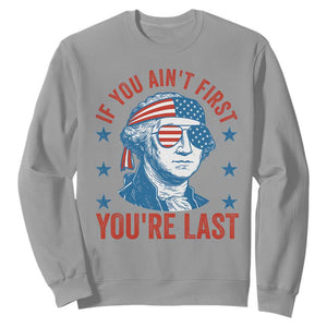 Funny 4th Of July Sweatshirt George Washington Stay Strapped Or Get Clapped TS10 Sport Gray Print Your Wear