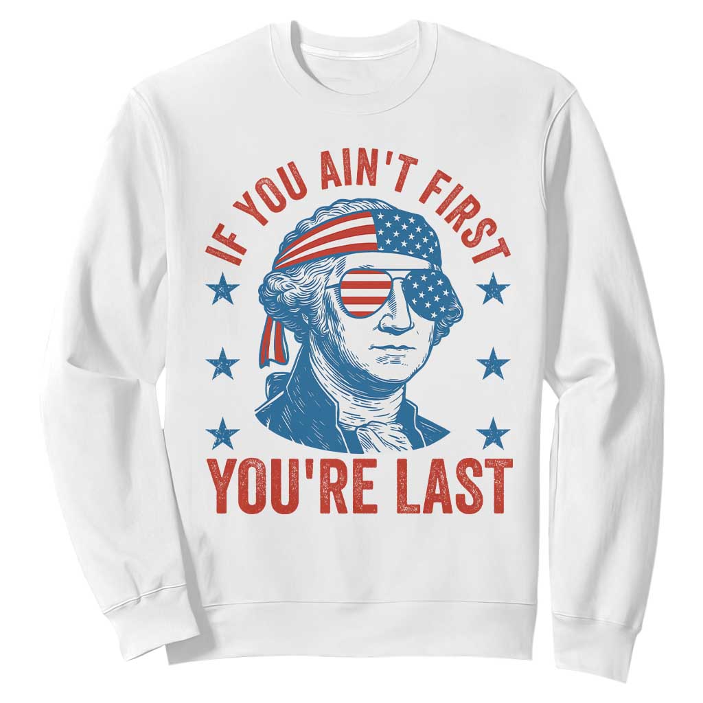 Funny 4th Of July Sweatshirt George Washington Stay Strapped Or Get Clapped TS10 White Print Your Wear