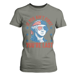 Funny 4th Of July T Shirt For Women George Washington Stay Strapped Or Get Clapped TS10 Military Green Print Your Wear