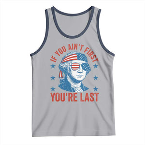 Funny 4th Of July Tank Top George Washington Stay Strapped Or Get Clapped TS10 Athletic Heather Navy Print Your Wear