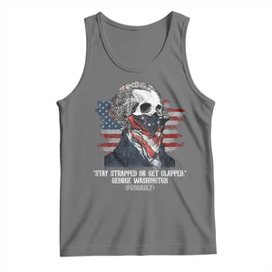 Funny 4th Of July Tank Top George Washington Stay Strapped Or Get Clapped USA Flag TS10 Black Heather Print Your Wear