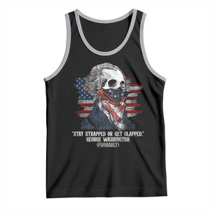 Funny 4th Of July Tank Top George Washington Stay Strapped Or Get Clapped USA Flag TS10 Black Athletic Heather Print Your Wear