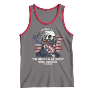 Funny 4th Of July Tank Top George Washington Stay Strapped Or Get Clapped USA Flag TS10 Deep Heather Red Print Your Wear