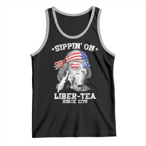 Funny 4th Of July Tank Top Sippin On Liber Tea Liberty Ben Franklin 1776 USA Flag TS10 Black Athletic Heather Print Your Wear