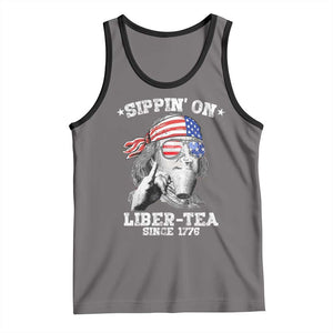 Funny 4th Of July Tank Top Sippin On Liber Tea Liberty Ben Franklin 1776 USA Flag TS10 Deep Heather Black Print Your Wear
