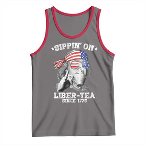 Funny 4th Of July Tank Top Sippin On Liber Tea Liberty Ben Franklin 1776 USA Flag TS10 Deep Heather Red Print Your Wear