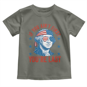 Funny 4th Of July Toddler T Shirt George Washington Stay Strapped Or Get Clapped TS10 Military Green Print Your Wear