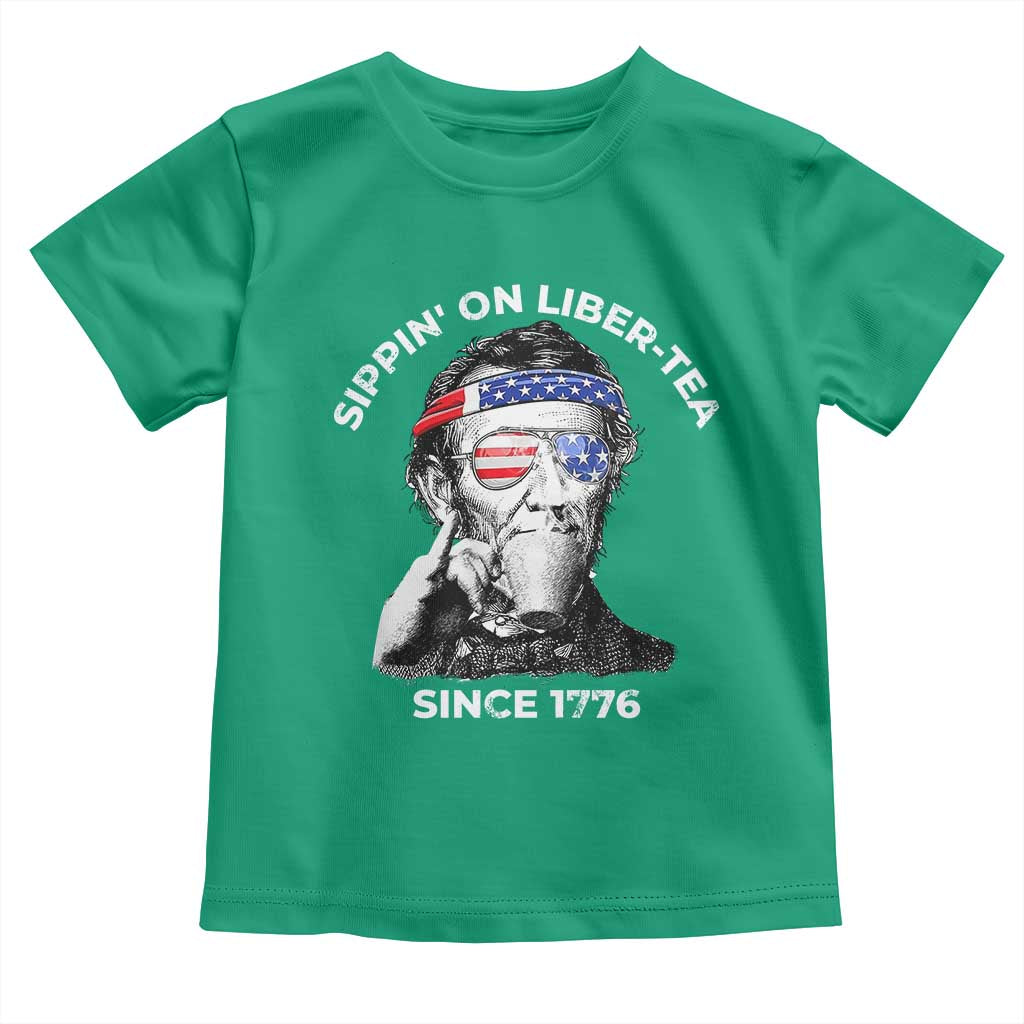 Funny 4th Of July Toddler T Shirt Sippin On Liber Tea Liberty Abe Lincoln 1776 USA Flag TS10 Irish Green Print Your Wear