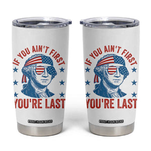 Funny 4th Of July Tumbler Cup George Washington Stay Strapped Or Get Clapped TS10 White Print Your Wear