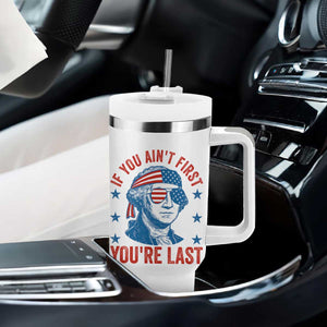 Funny 4th Of July Tumbler With Handle George Washington Stay Strapped Or Get Clapped TS10 Print Your Wear