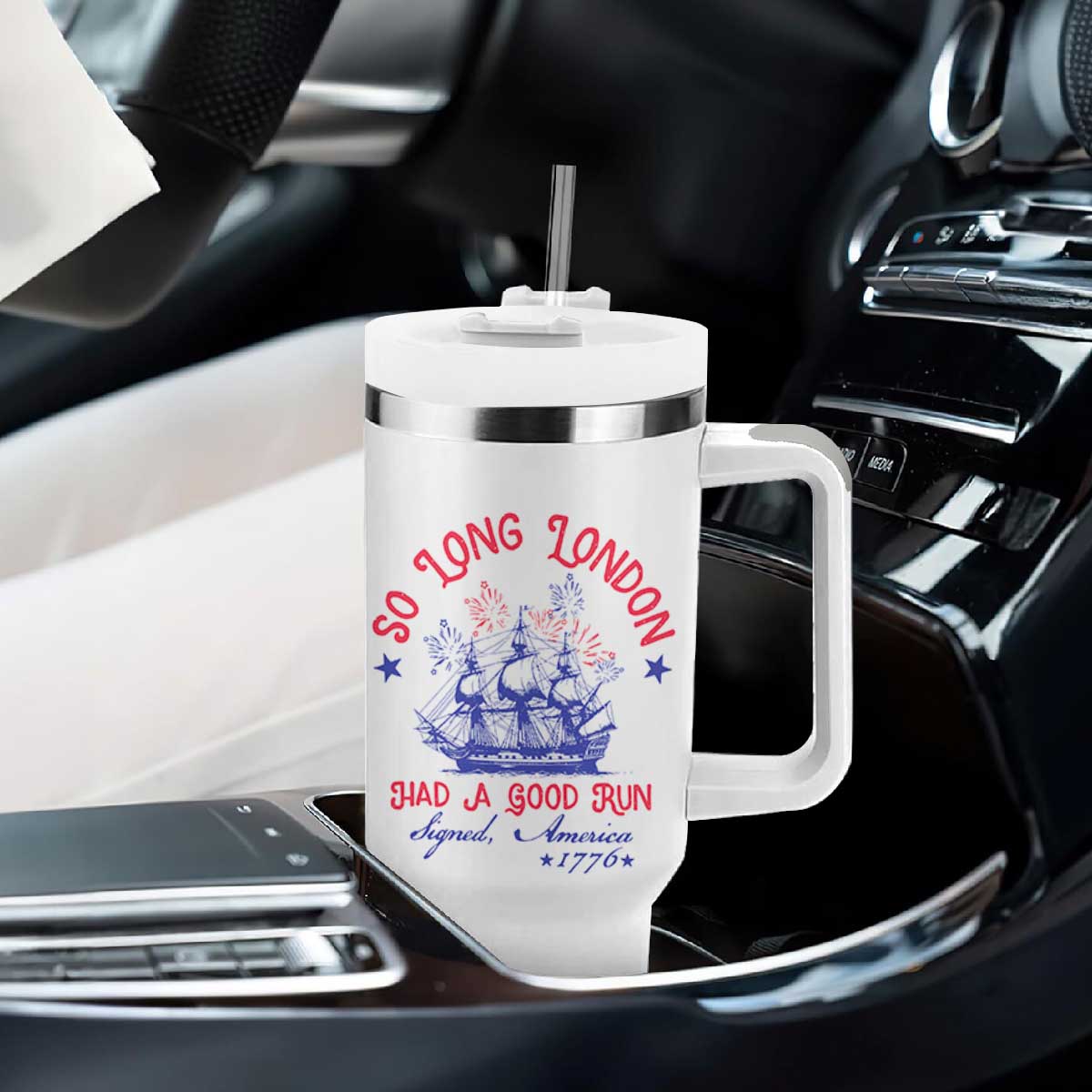 Funny 4th Of July Tumbler With Handle So Long London Had A Good Run Usa Patriotic TS10 Print Your Wear