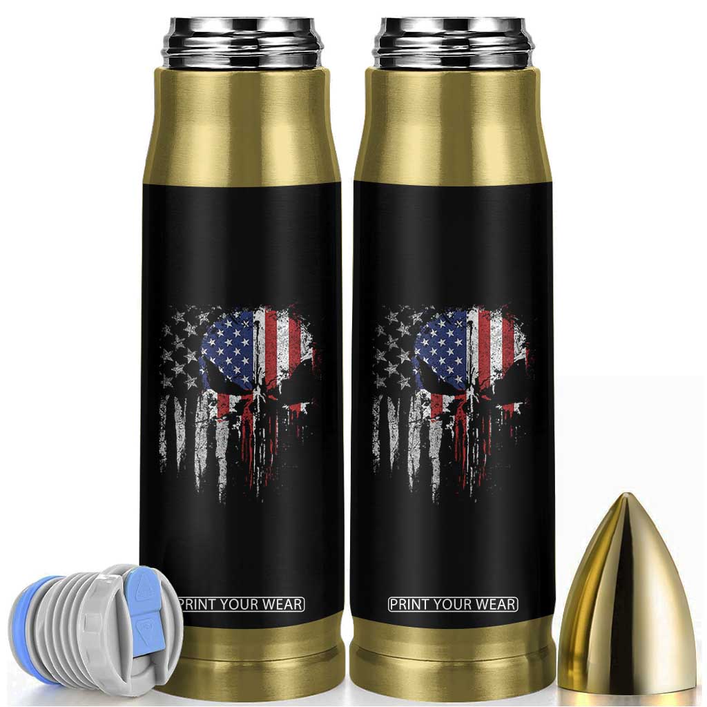 Funny 4th Of July Vintage American Flag Skull Skeleton Bullet Tumbler TS11 Black Print Your Wear