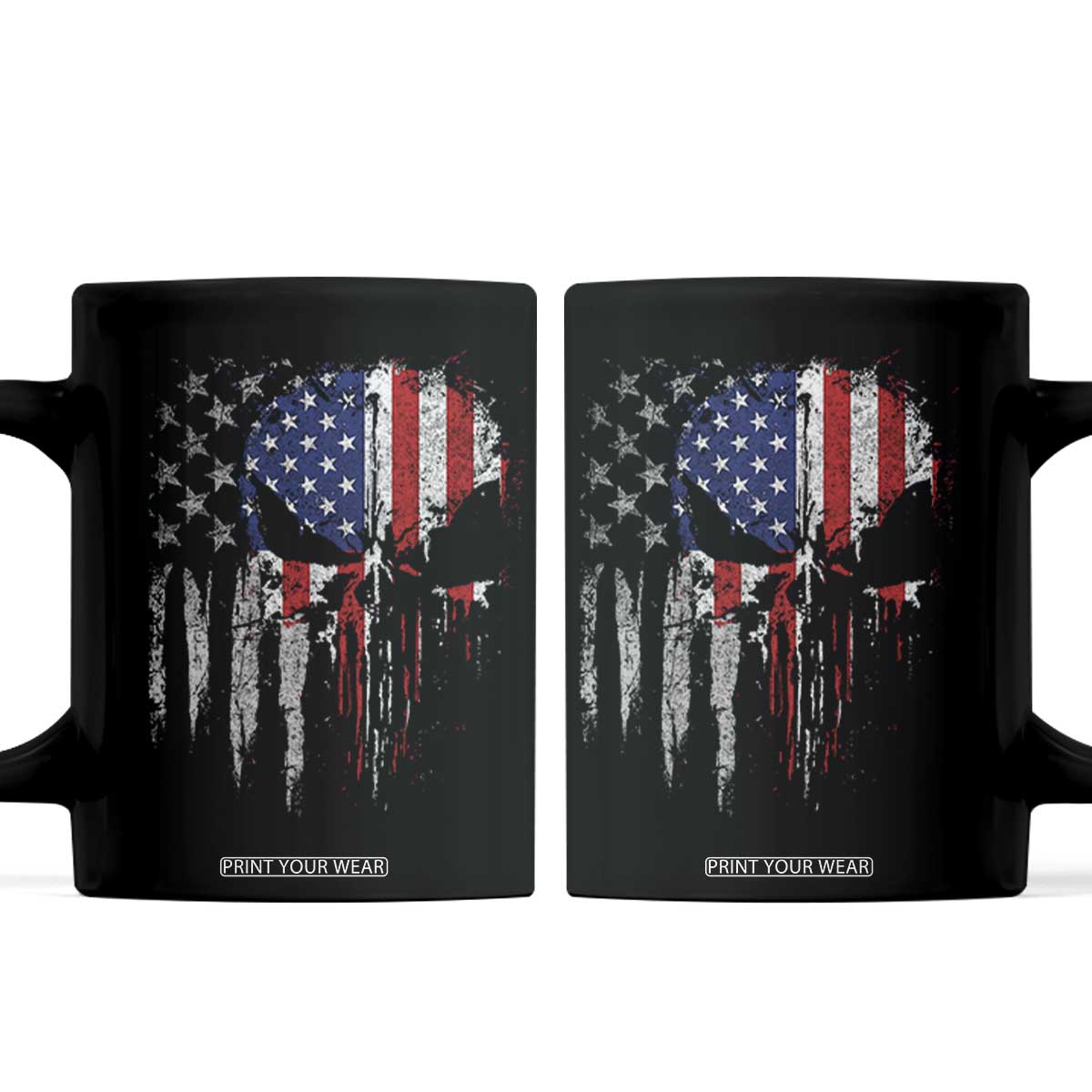 Funny 4th Of July Vintage American Flag Skull Skeleton Coffee Mug TS11 Black Print Your Wear