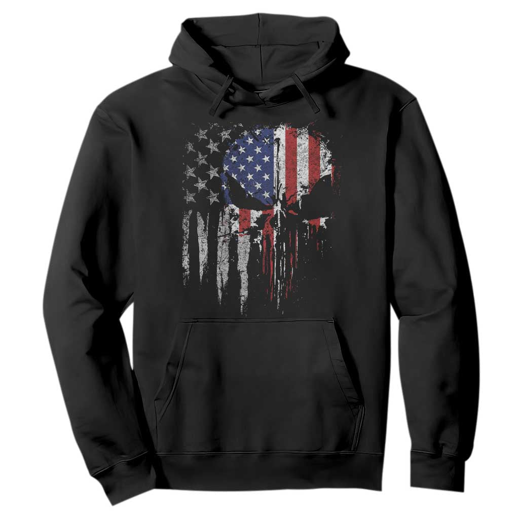 Funny 4th Of July Vintage American Flag Skull Skeleton Hoodie TS11 Black Print Your Wear